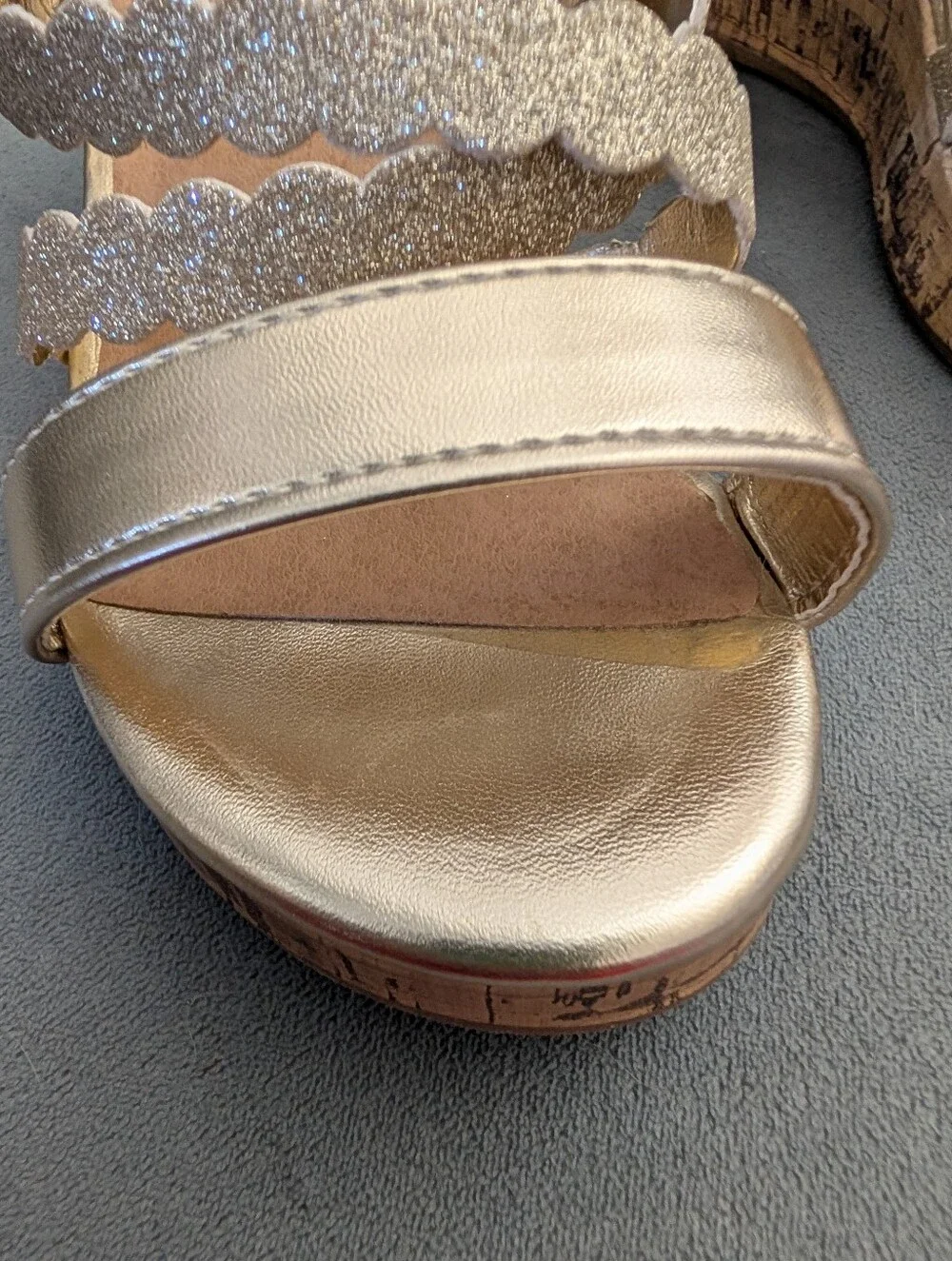 So Girl's size 12 cute gold wedge sandals